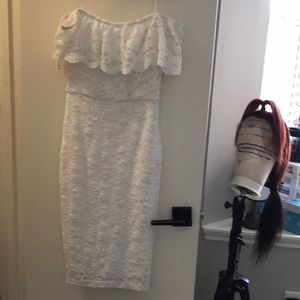 White strapless floral dress